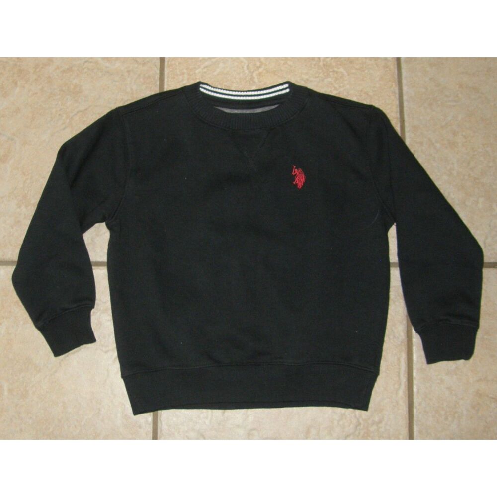 Boys Sz XS (4/5) Casual Wear Black Crew Neck LOGO Sweatshirt US POLO ASSN